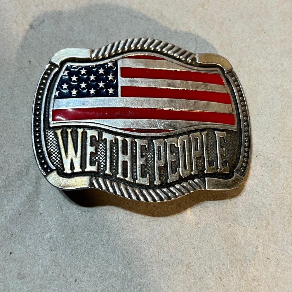 Montana Silversmiths Belt Buckle Silver We The People American Flag Patriotic
